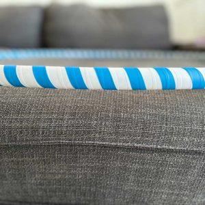 Hoop with white base tape and reactive light blue tape