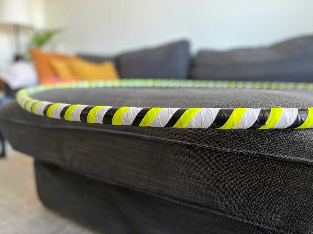 Hoop with \white and black tape, and yellow neon tape